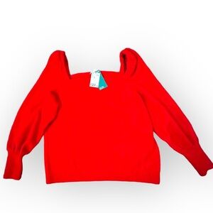 H&M red balloon sleeve soft sweater